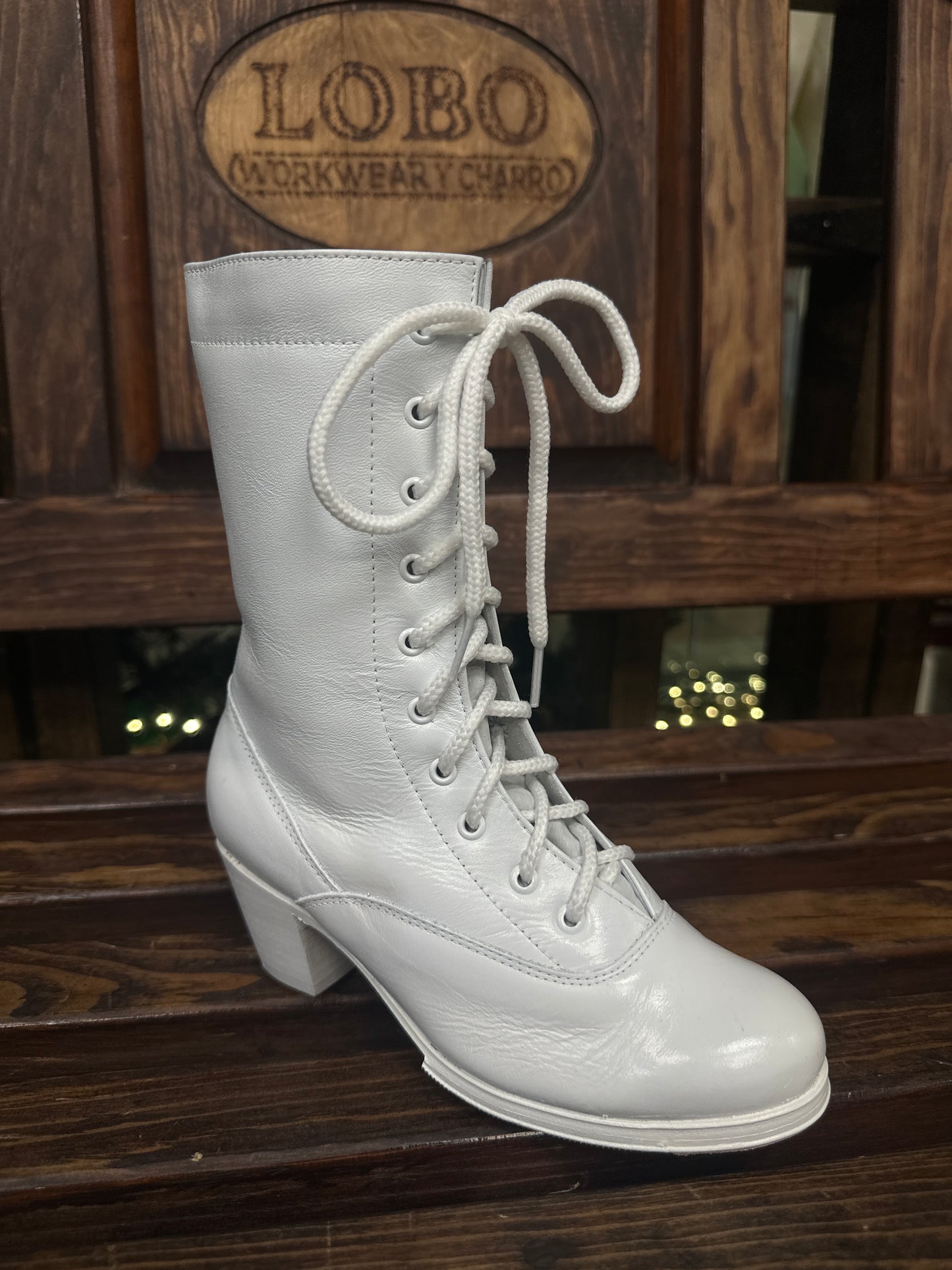 Colonial Bota Folklorica Blanca Mujer