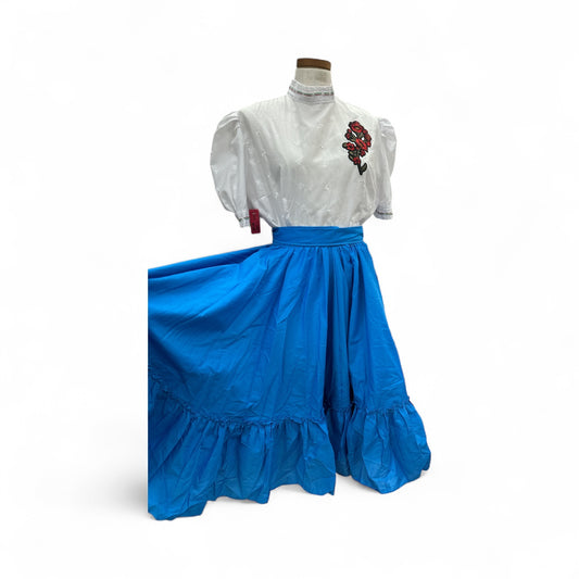 Falda Folklorica Azul Turqueza